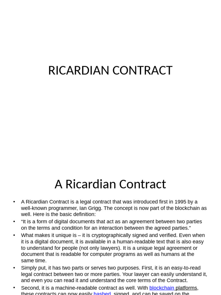 Understanding Ricardian Contracts | PDF