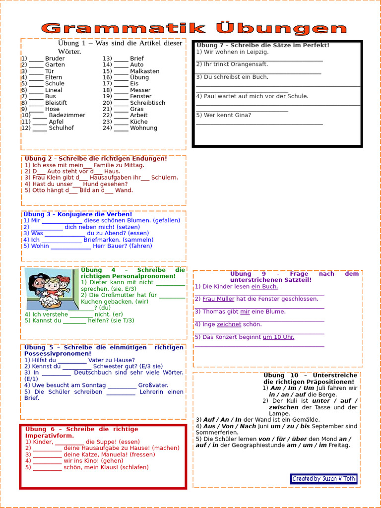 Grammatik Ubungen Arbeitsblatter - 8817 | PDF