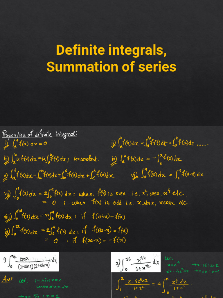 Definite Integrals 1 Pdf