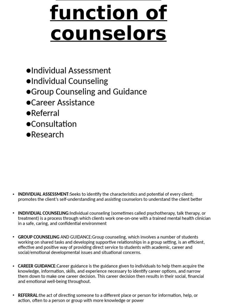 Counselor Roles & Functions Guide | PDF | Counseling Psychology ...