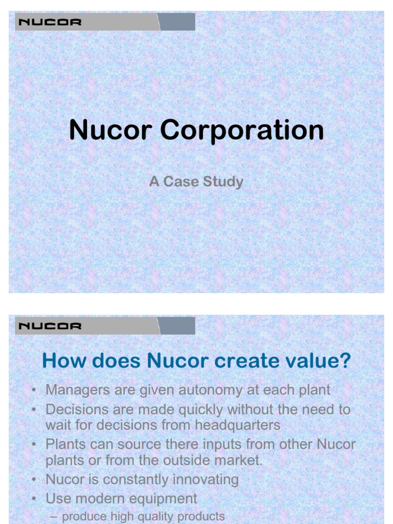 Nucor corporation in 2018 case analysis image