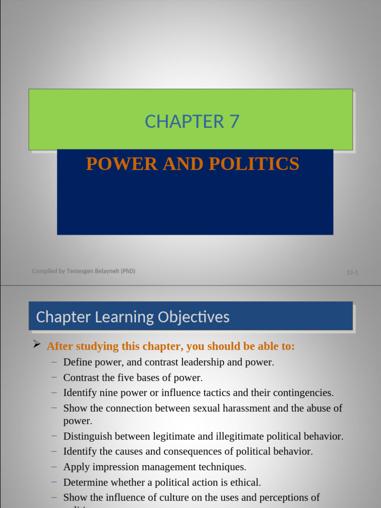 CH 7. Power and Politics | PDF | Power (Social And Political) | Leadership