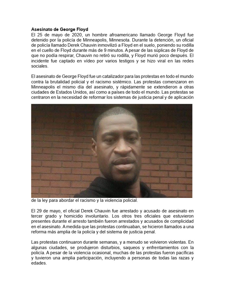Asesinato de George Floyd y protestas BLM | PDF | Black Lives Matter ...