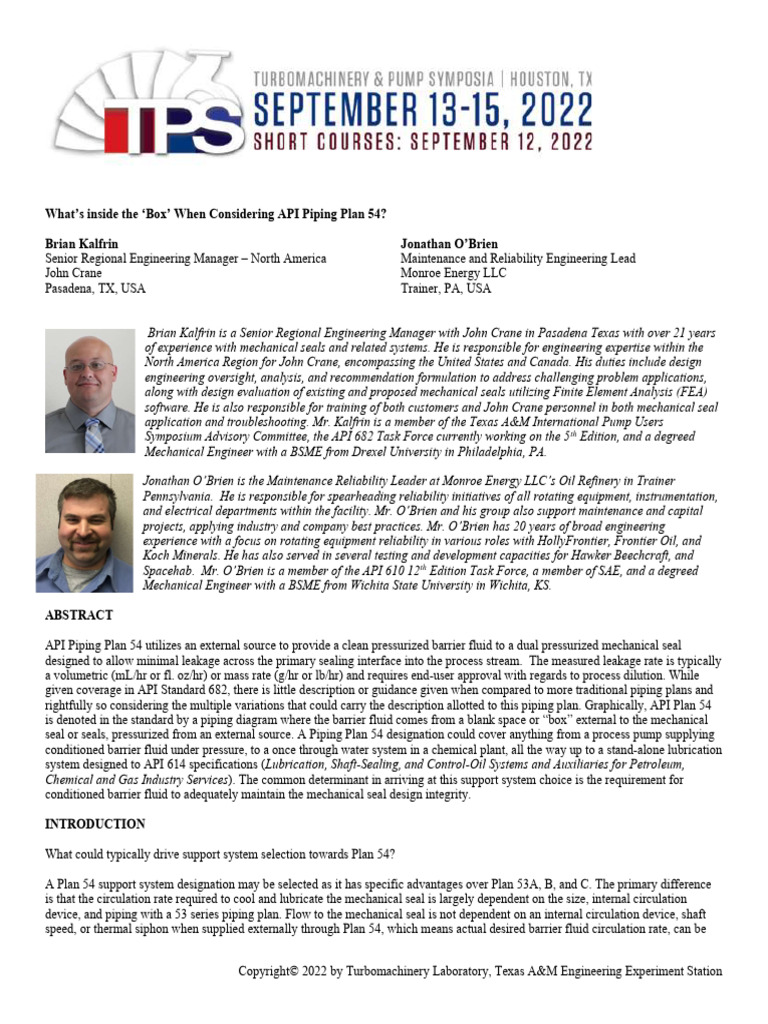 Whats Inside The Box When Considering API Piping Plan 54 | PDF | Pump ...