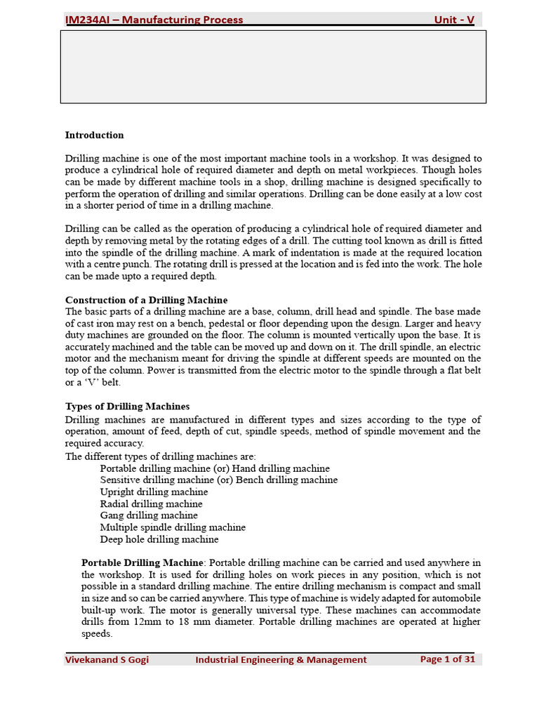 Drilling Machines: Types & Features | PDF | Drill | Drilling