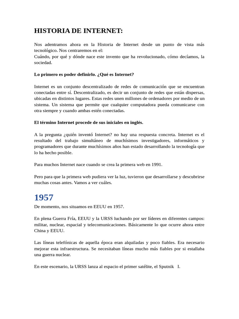 Historia y evolución de Internet | PDF | Red mundial | Internet y web