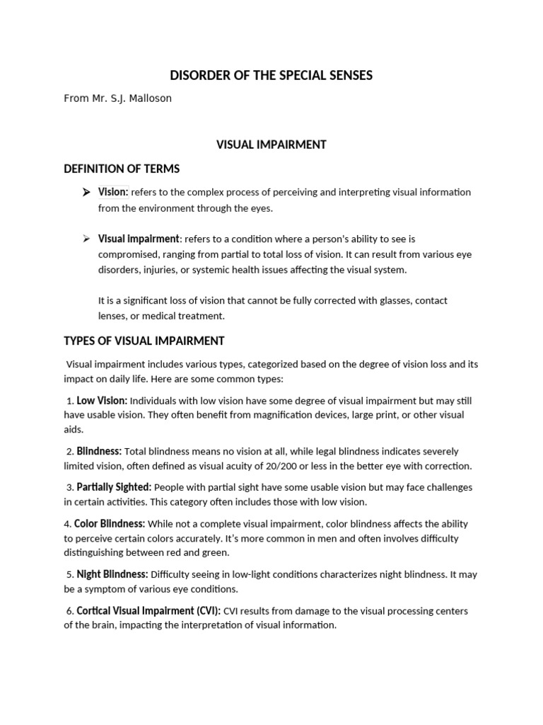 Understanding Visual Impairment Types | PDF | Visual Impairment | Ear