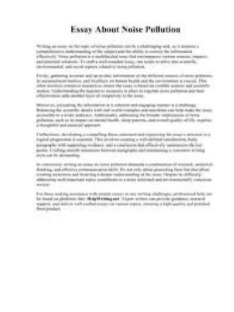 Noise Pollution Essay Pdf