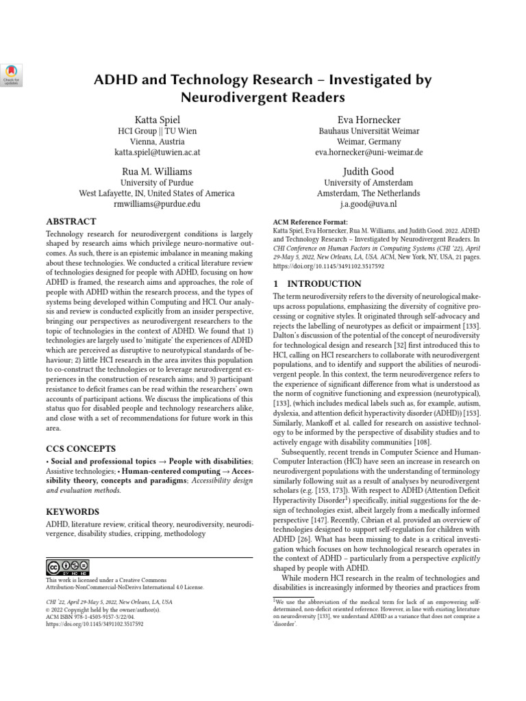 ADHD and Technology Research | PDF | Attention Deficit Hyperactivity ...