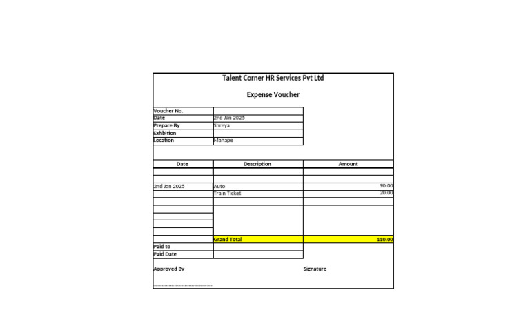Expense Voucher for HR Services | PDF