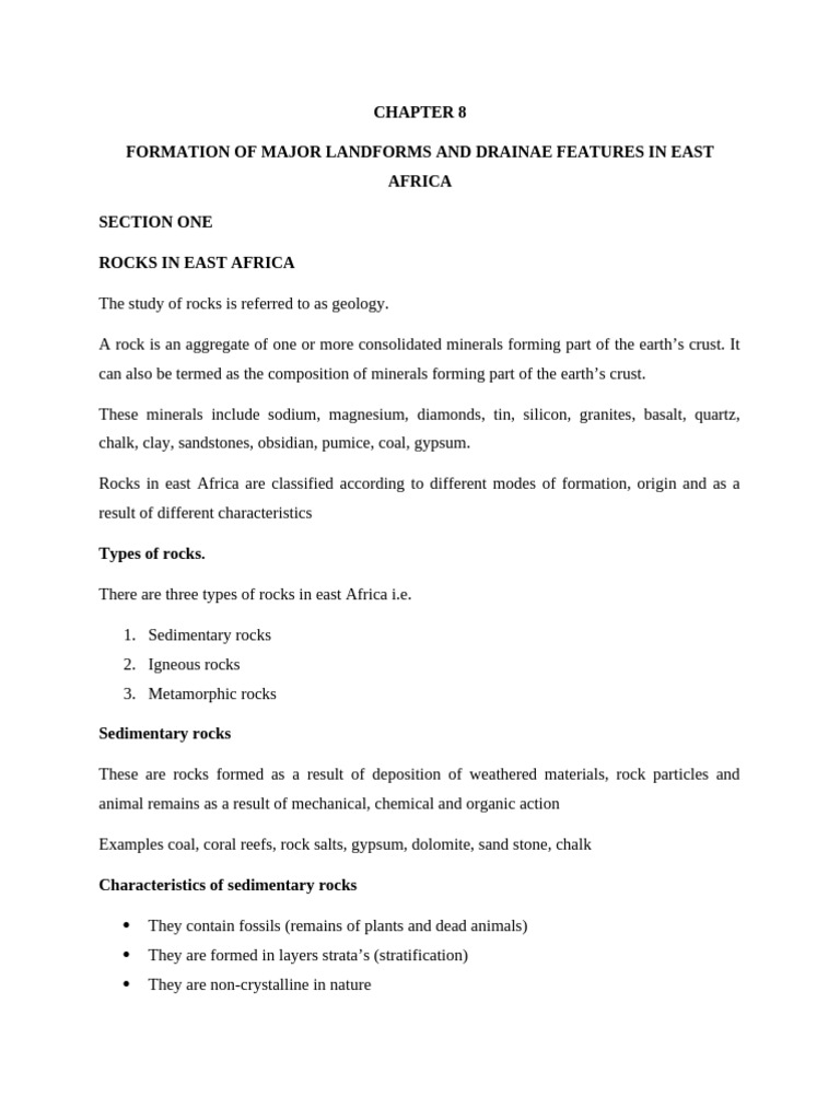 Types of Rocks in East Africa | PDF | Igneous Rock | Rock (Geology)