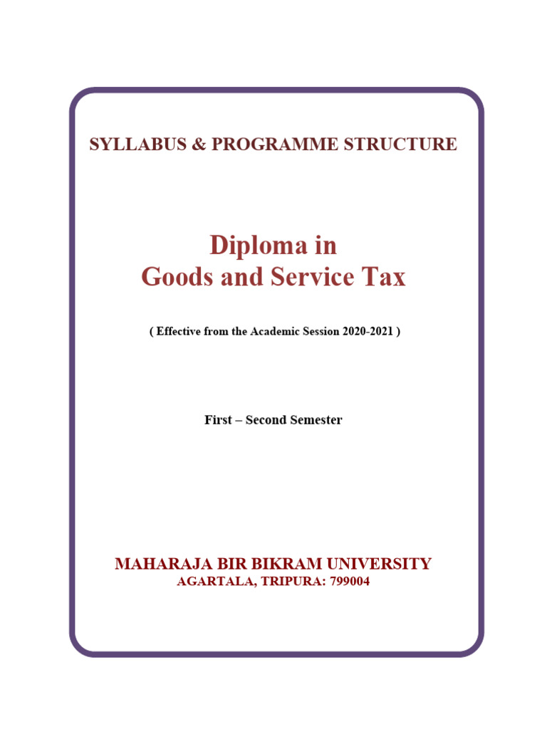 Diploma in GST Syllabus Overview | PDF | Value Added Tax | Microsoft Word