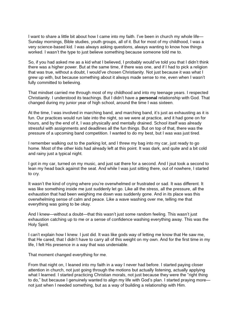 Testimony | PDF | Faith | Prayer