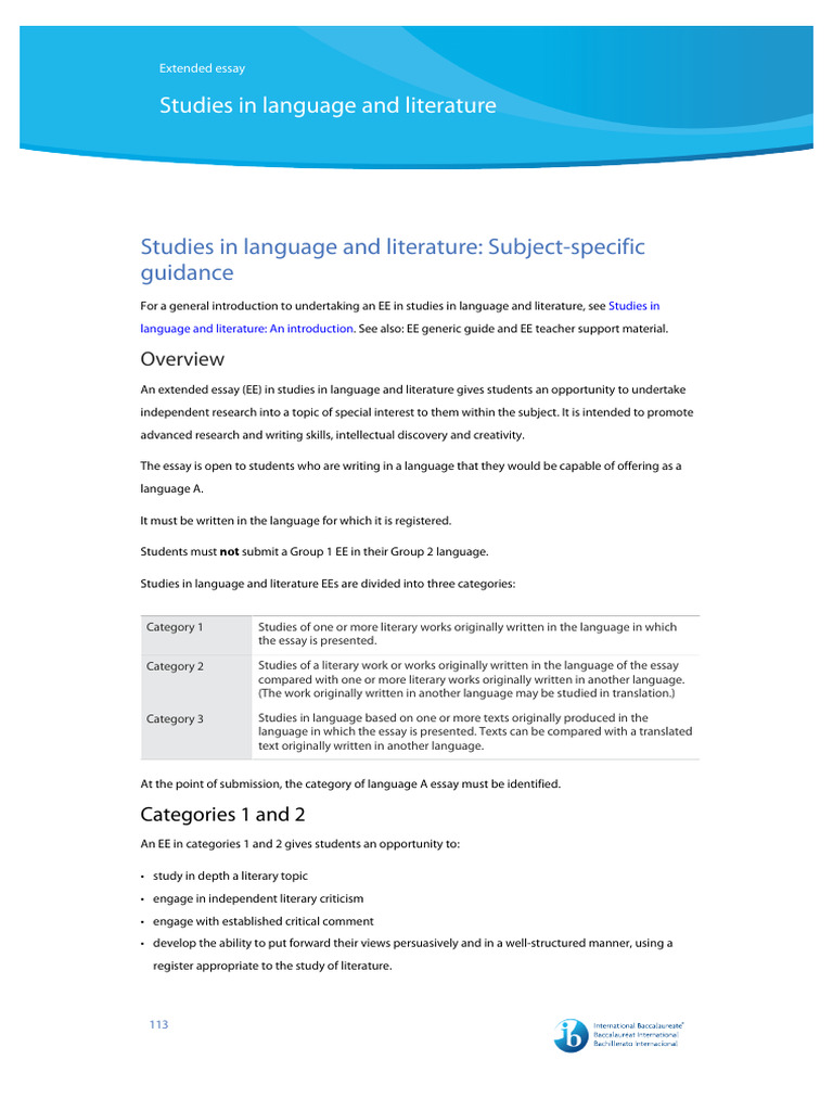 Language and Literature Extended Essay Guide | PDF | Essays | Critical ...