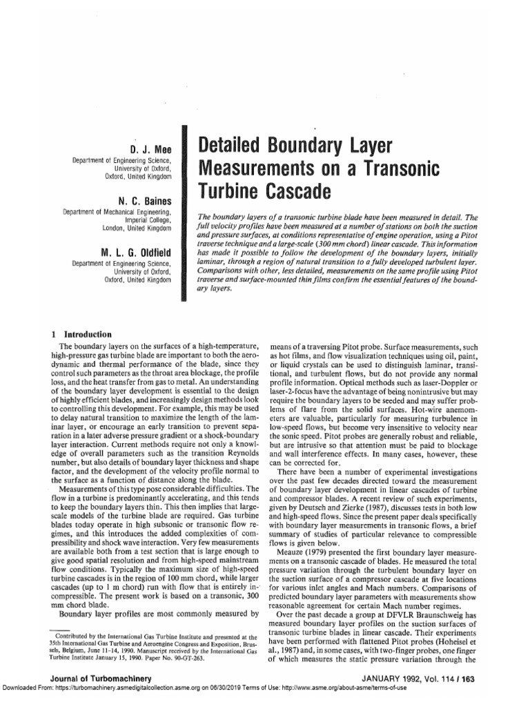 1992-Detailed Boundary Layer Measurements On A Transonic Turbine ...
