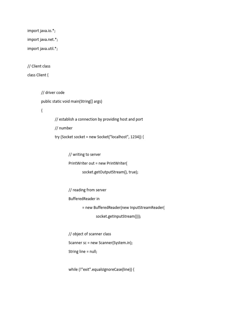 Java Socket Client-Server Example | PDF | Computing | Computer Engineering