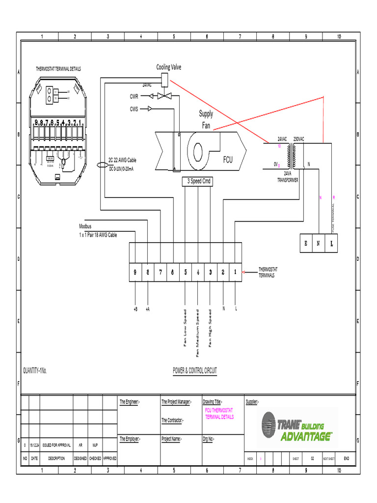 FCU Thermostat Terminal Details Guide | PDF | Electronics ...