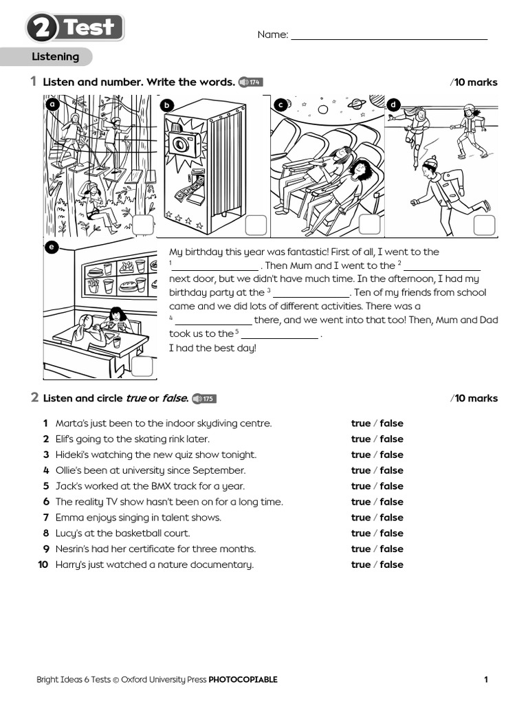 Bright Ideas 6 Test Materials | PDF