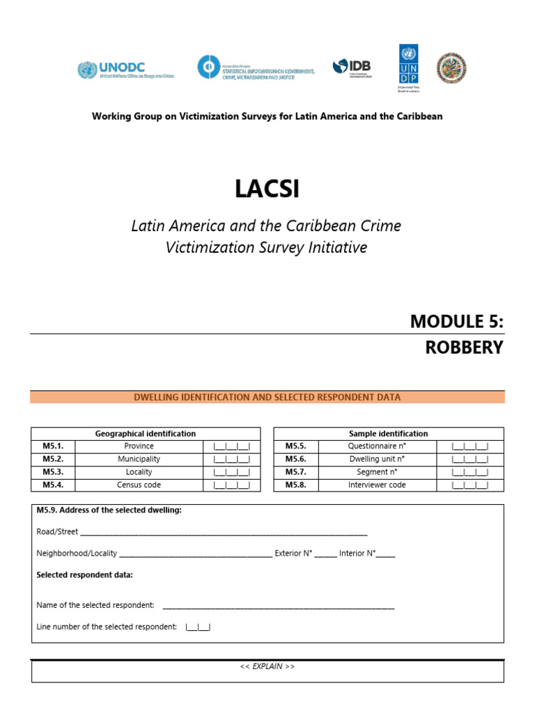 Robbery Survey Module for LAC Region | PDF | Crimes | Crime & Violence
