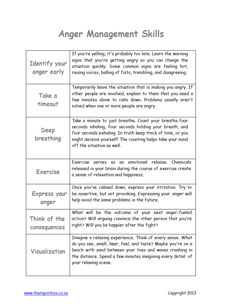 Anger Management Skills | PDF