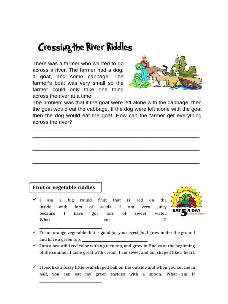 River Crossing Riddles and Puzzles | PDF | Fruit | Juice