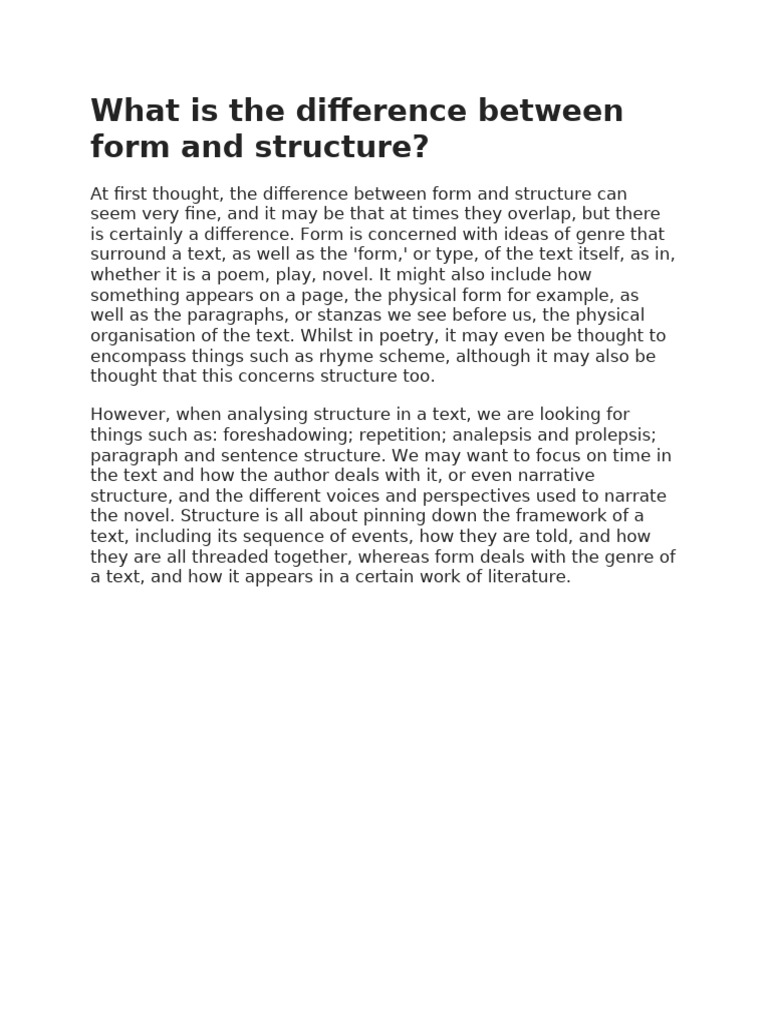 What Is The Difference Between Form and Structure | PDF