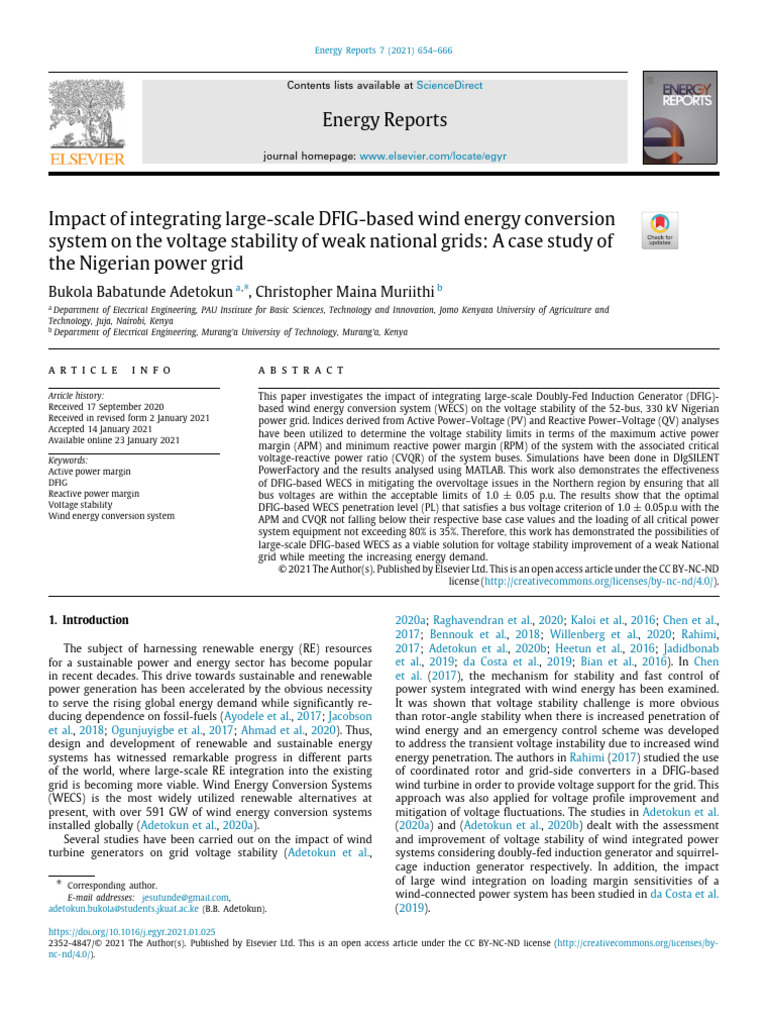 Impact of Integrating Large Scale DFIG Based Wind Energy Conversion ...
