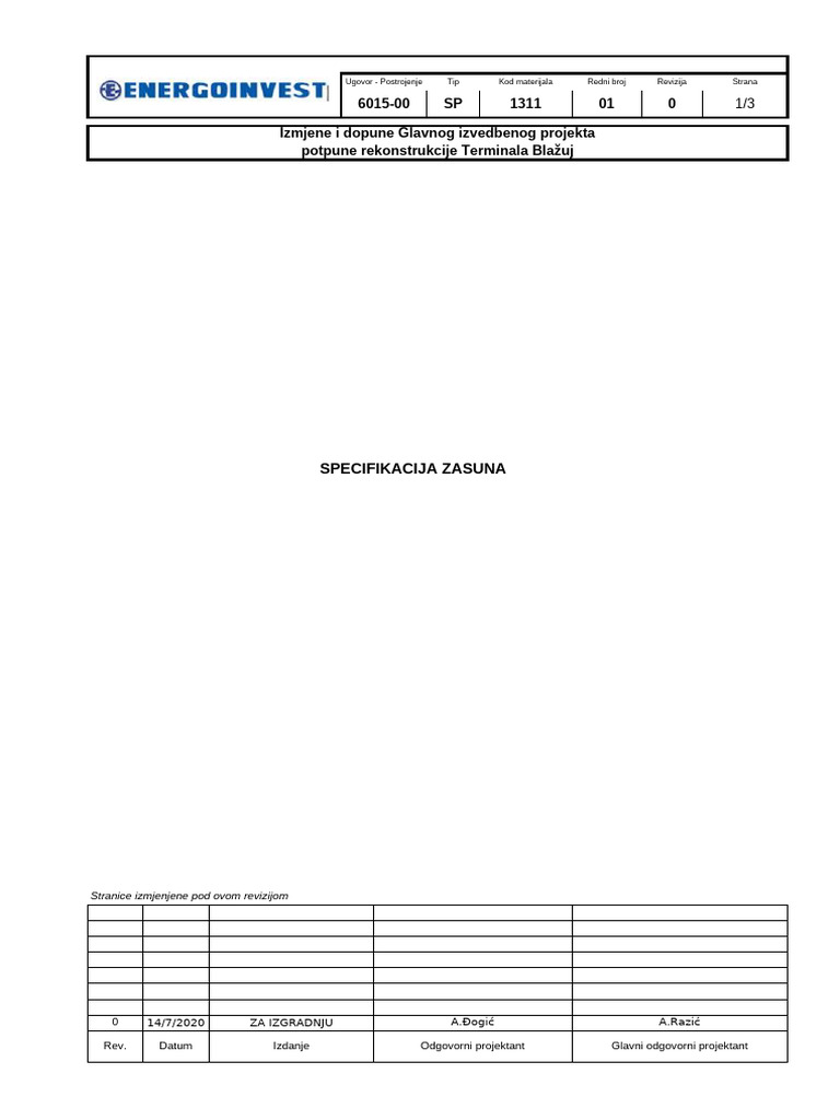Specifikacija Zasuna | PDF