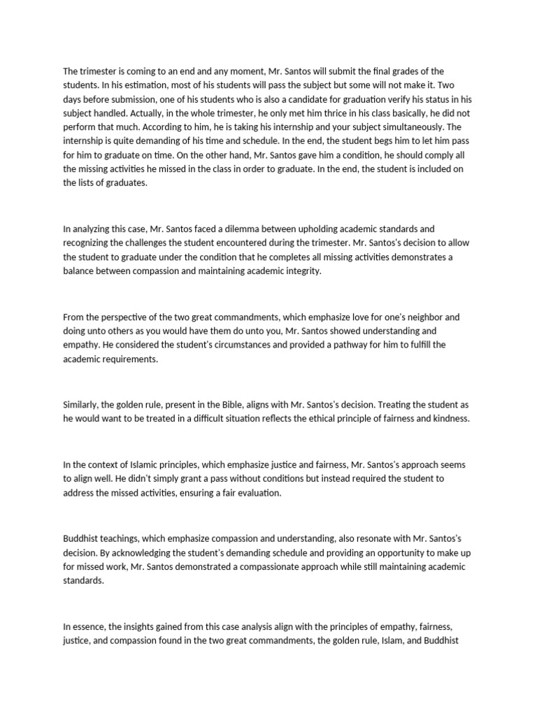 Case Analysis Pdf Golden Rule Compassion