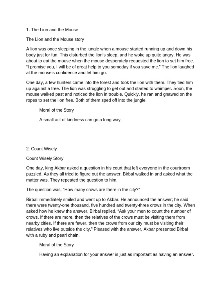 Classic Fables with Life Lessons | PDF