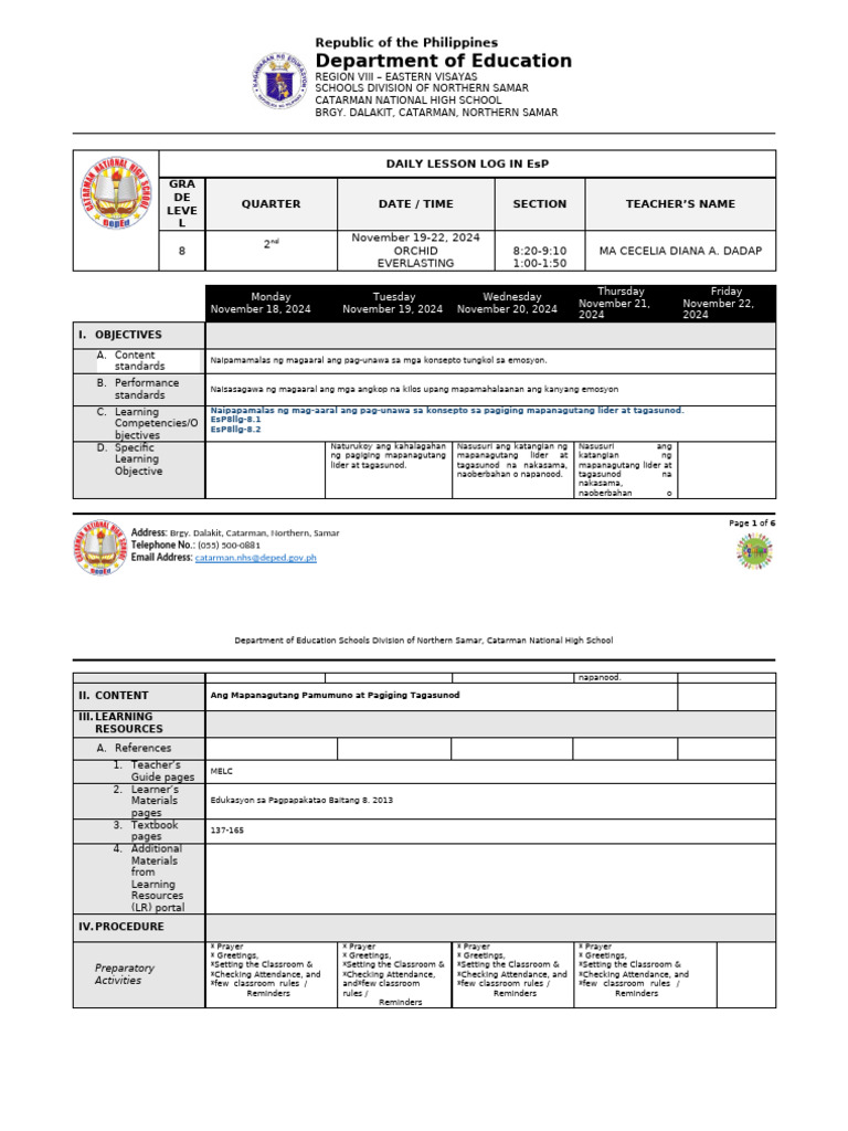 DLL EsP 8 Q2 W7 | PDF
