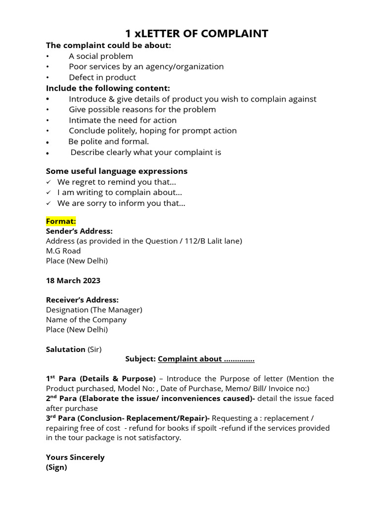 Notebookwork - Letter of Complaint | PDF | Street Light