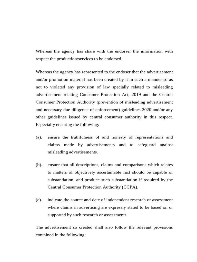 Advertising Agreement Compliance Guidelines | PDF | Consumer Protection ...