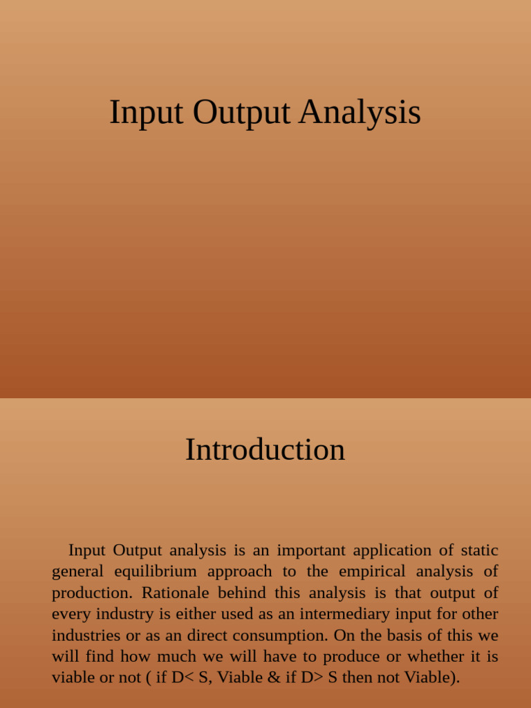 Input Output Analysis | PDF | Input–Output Model | General Equilibrium ...