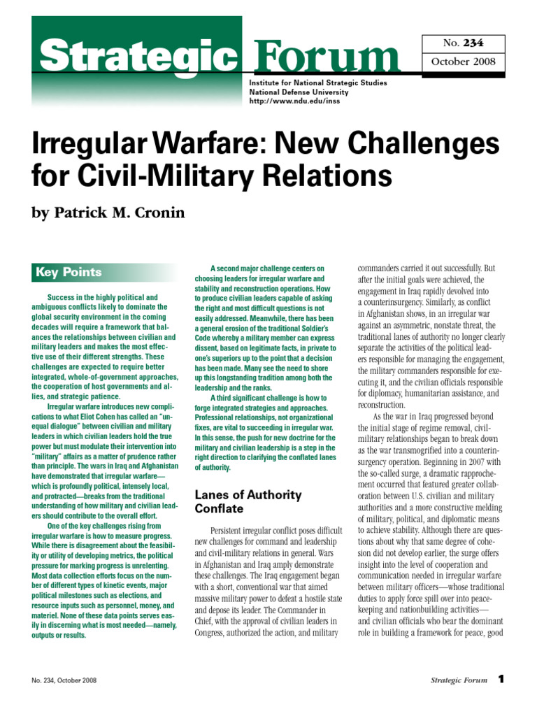 Irregular Warfare: Civil-Military Challenges | PDF | David Petraeus ...