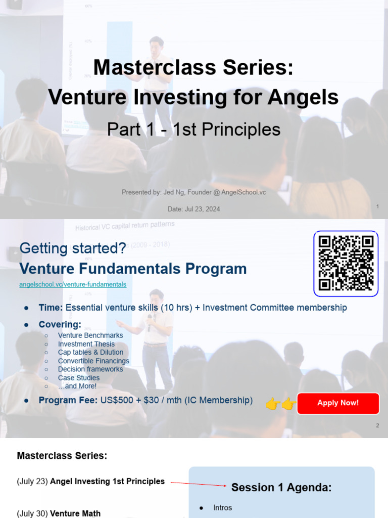 Masterclass Series Essential Venture Investing Skills For Angel