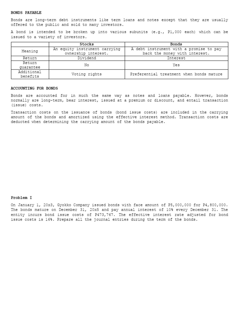 Understanding Bonds Payable and Accounting | PDF | Bonds (Finance ...
