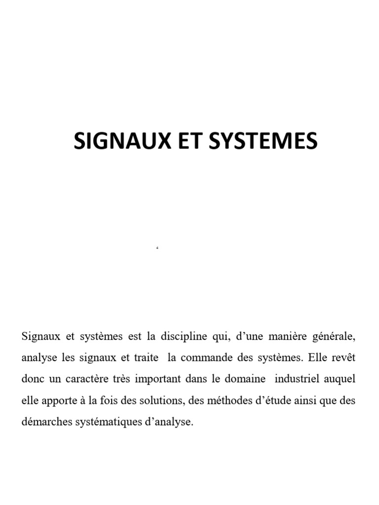 Signaux et systèmes : analyse et classification | PDF | Série de ...