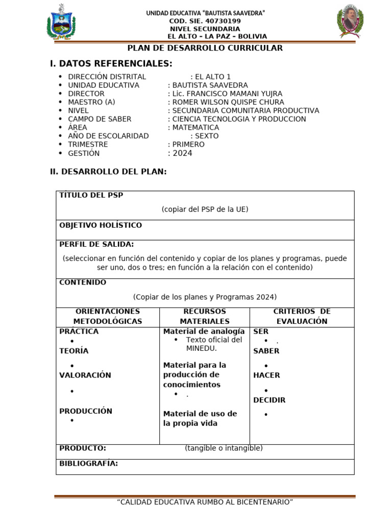 Formato PDC 2024 | PDF