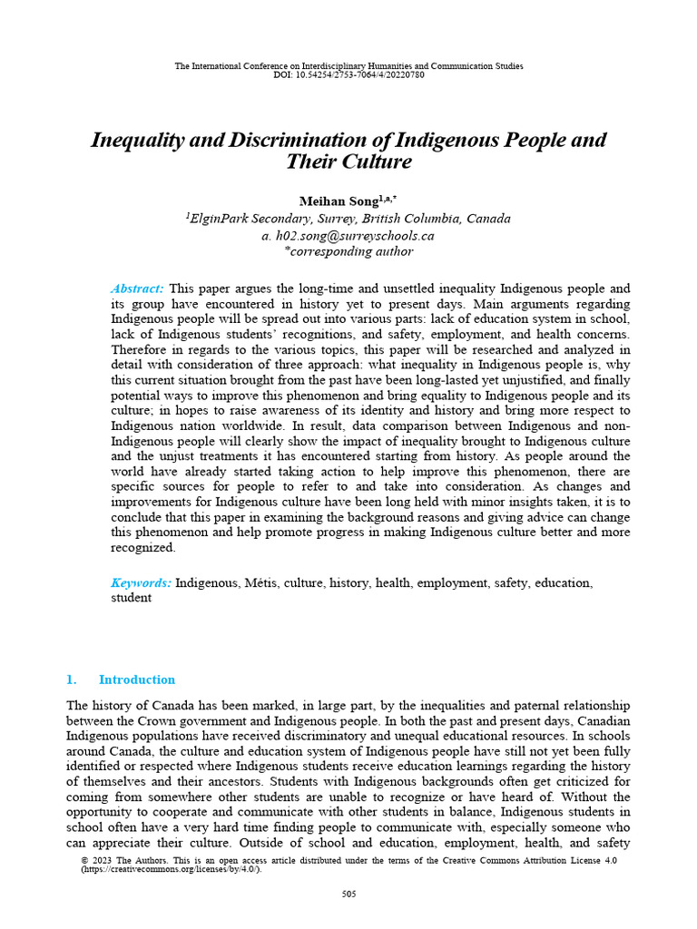 Inequality and Discrimination of Indigenous People | PDF | Indigenous ...