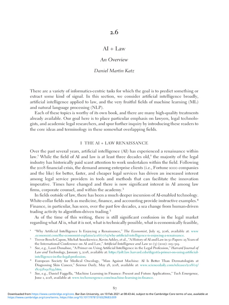 AI + Law An Overview | PDF | Machine Learning | Artificial Intelligence