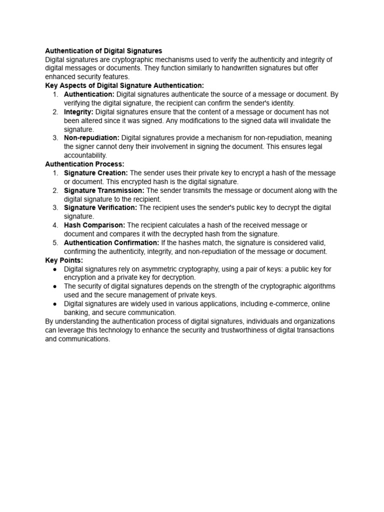 Digital Signature Authentication Explained | PDF