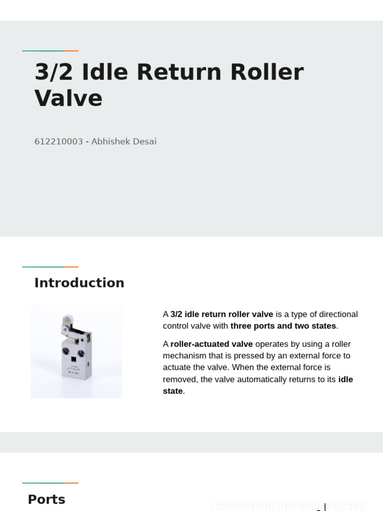 3/2 Idle Return Roller Valve Overview | PDF | Valve | Actuator