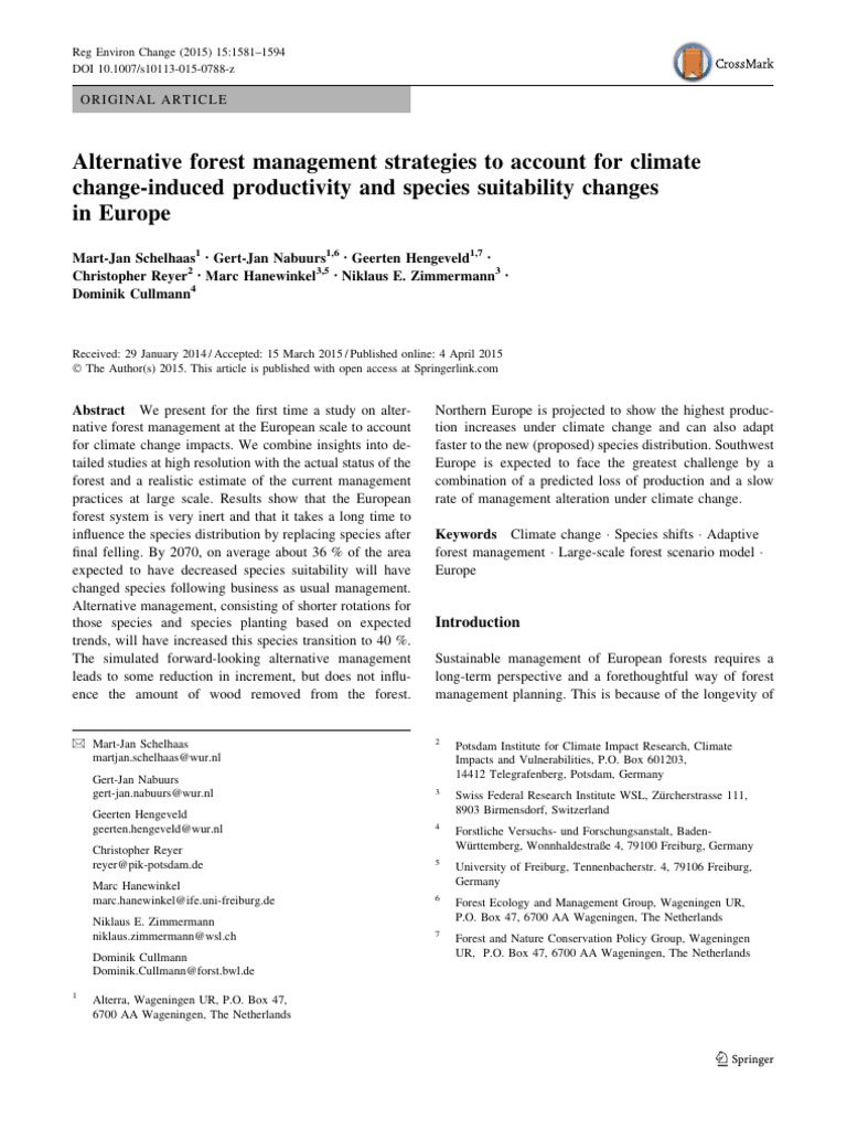 2015 - Alternative Forest Management Strategies To Account For Climate ...