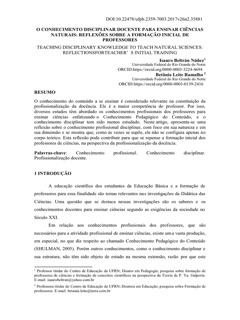 Conhecimento Disciplinar no Ensino de Ciências | PDF | Science | Pedagogia