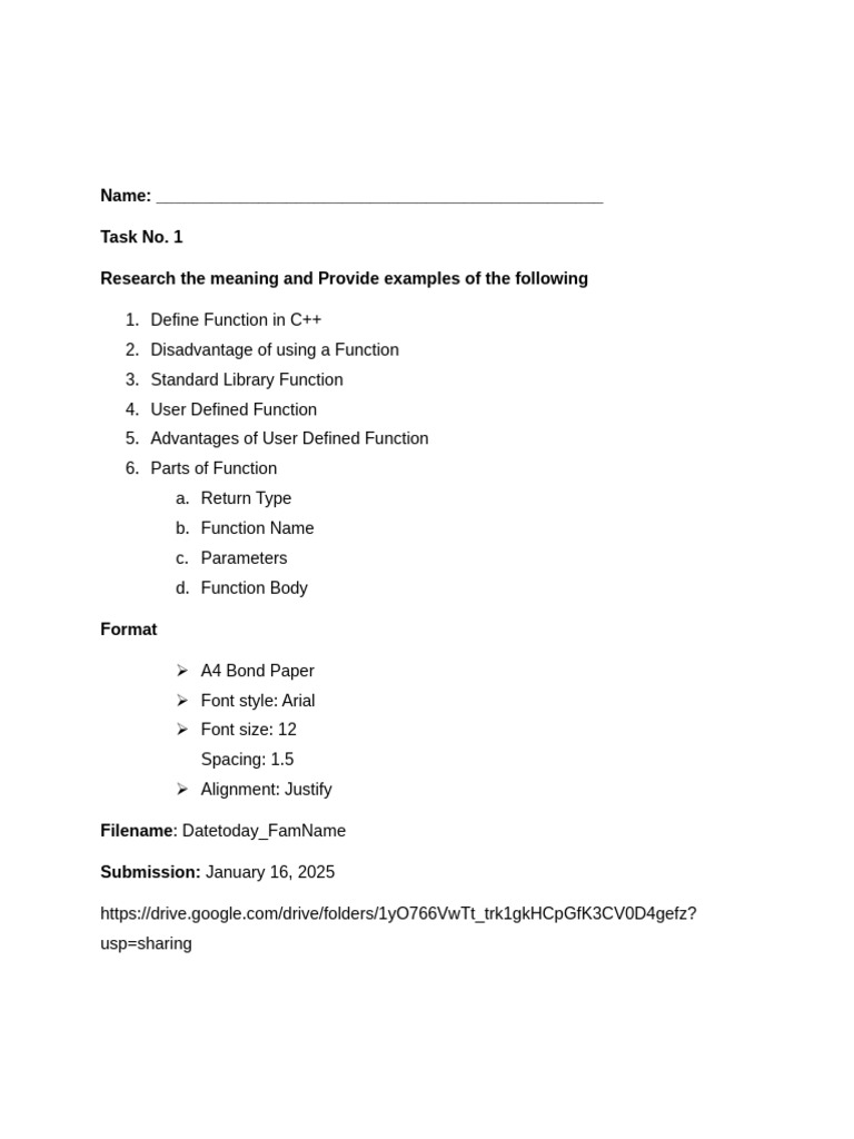 C++ Functions: Definitions and Examples | PDF