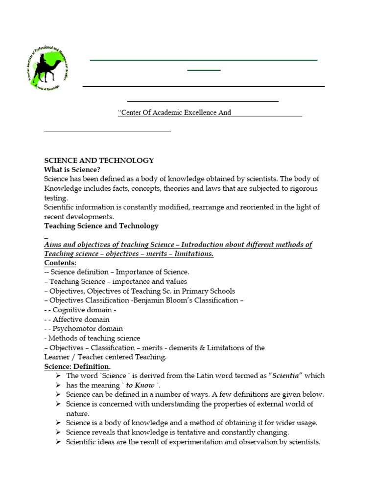 Science and Technology Teaching Insights | PDF | Science | Learning