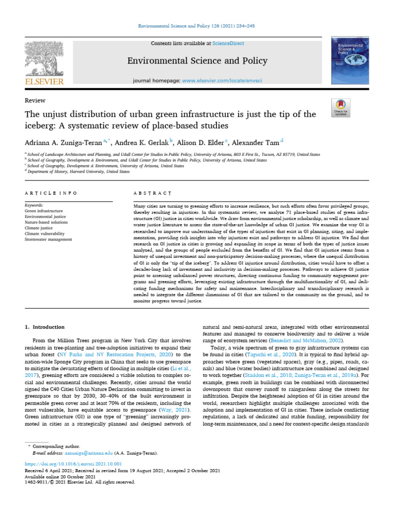 Urban Green Infrastructure Justice Review | PDF | Green Infrastructure ...