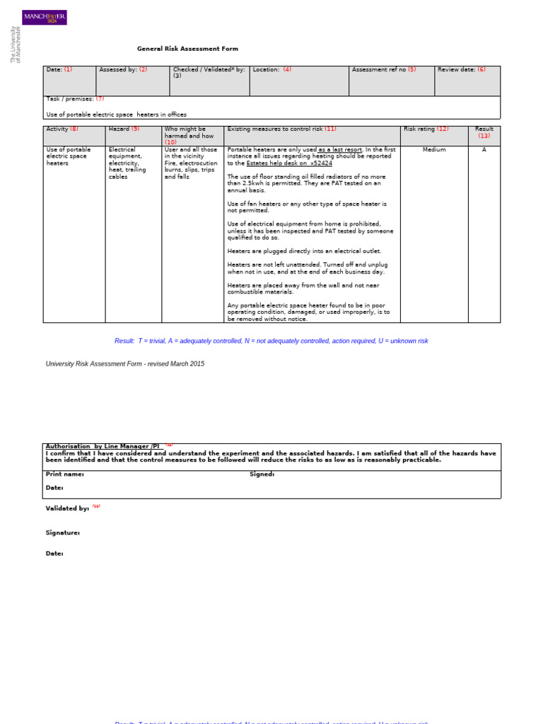 Portable Electric Heater Risk Assessment | PDF | Risk Assessment | Risk