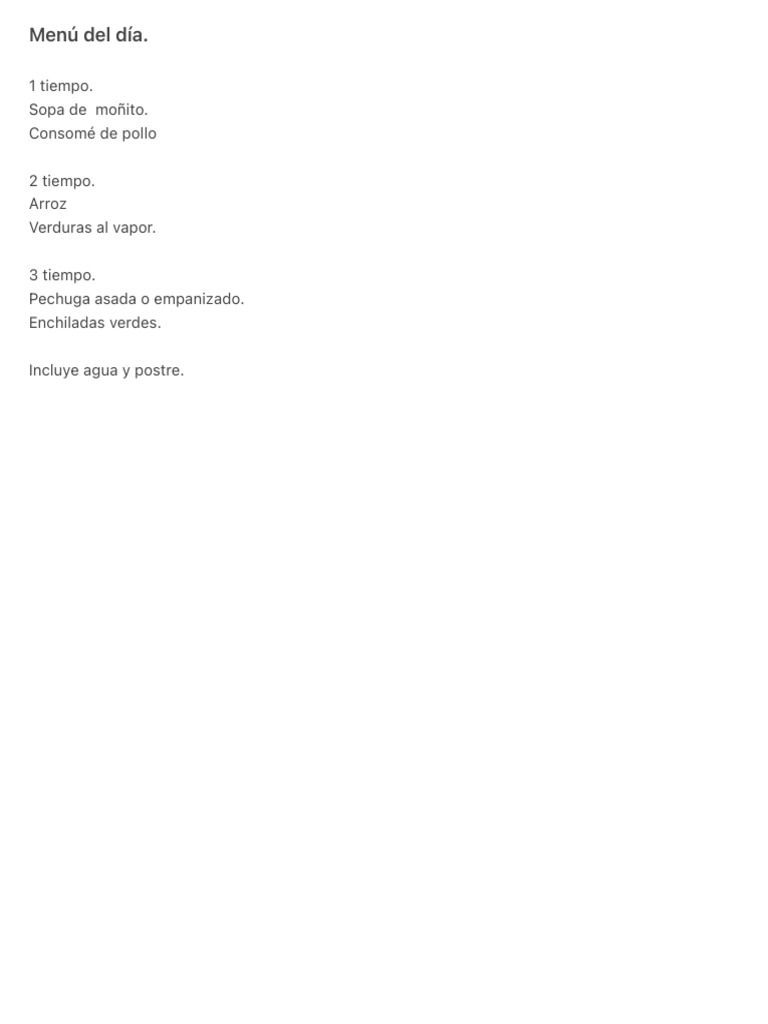 Menú Del Día | PDF